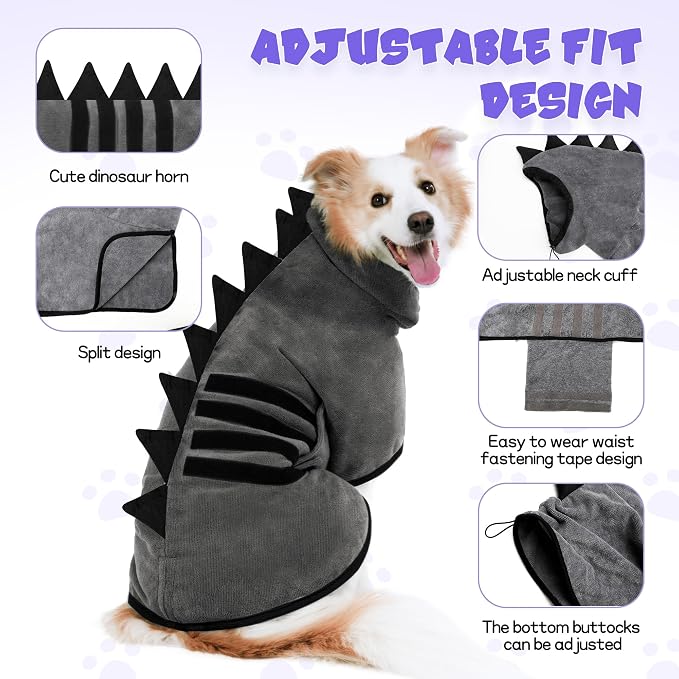 Super Absorbent Dog Bathrobe, Microfiber Bath Robe Towel - Image 3