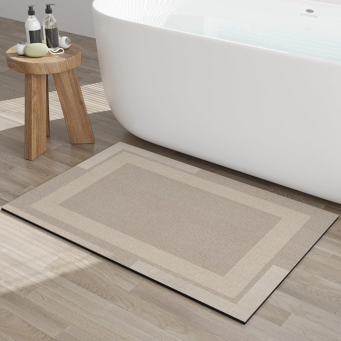 Non Slip Bath Mat, Rubber Backing Ultra Thin Bathroom Rugs Fit Under Door Quick by YDKGL