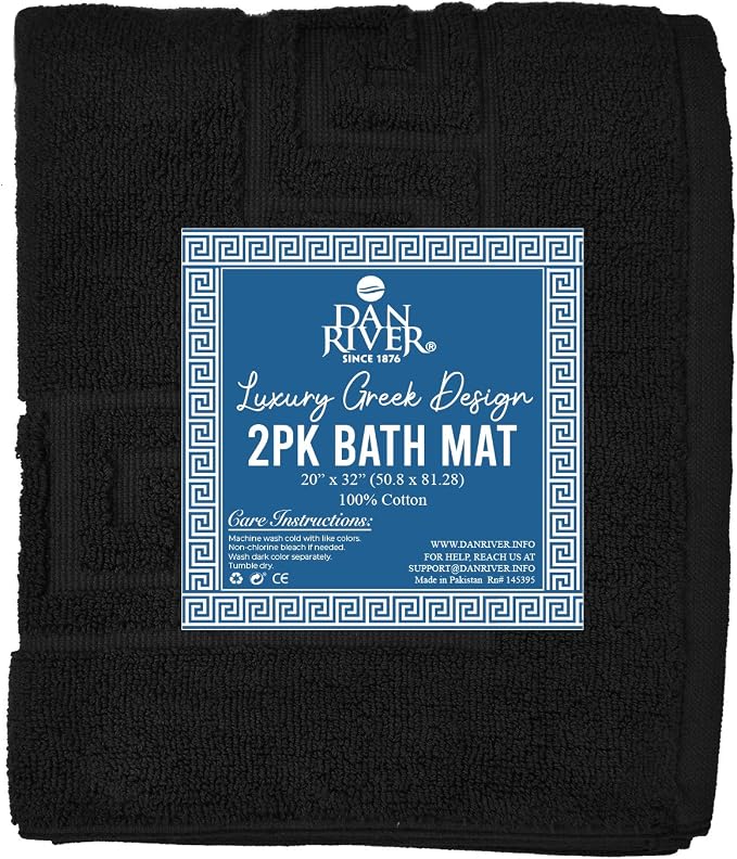 DAN RIVER Greek Cotton Bath Mats Set of 2 – Not a Bathroom Rug, Ultra Soft - Image 4