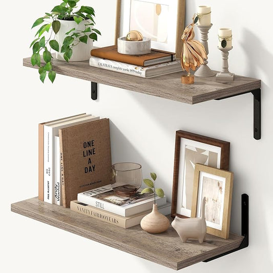 Fun Memories Deep Floating Shelves, 24W x 8D Floating Shelves Set of 2 by FunMemories