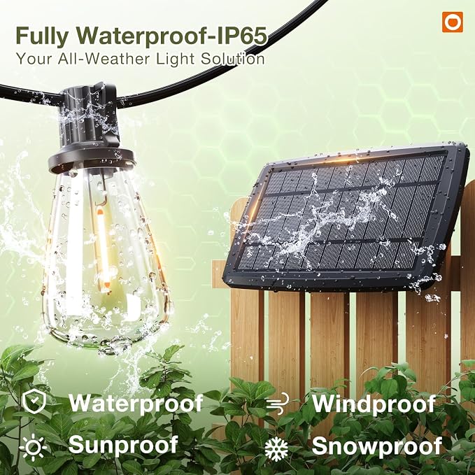addlon 54 FT Solar String Lights Waterproof, Patio Lights Solar Powered - Image 2