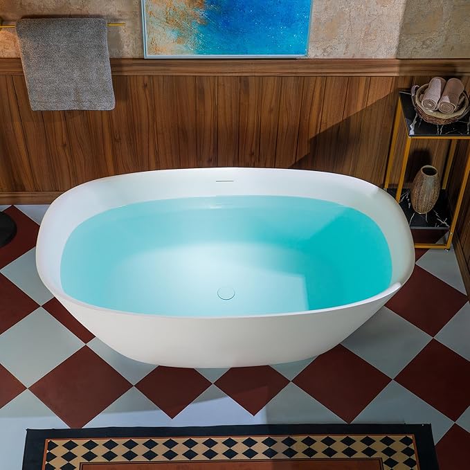 WOODBRIDGE 59" L x 32-5/8" W Luxury Contemporary Solid Surface Stone Resin - Image 3