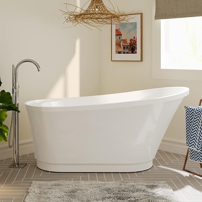 FerdY Langkawi 59" Acrylic Freestanding Bathtub, cUPC Certified, Brushed Nickel by FerdY