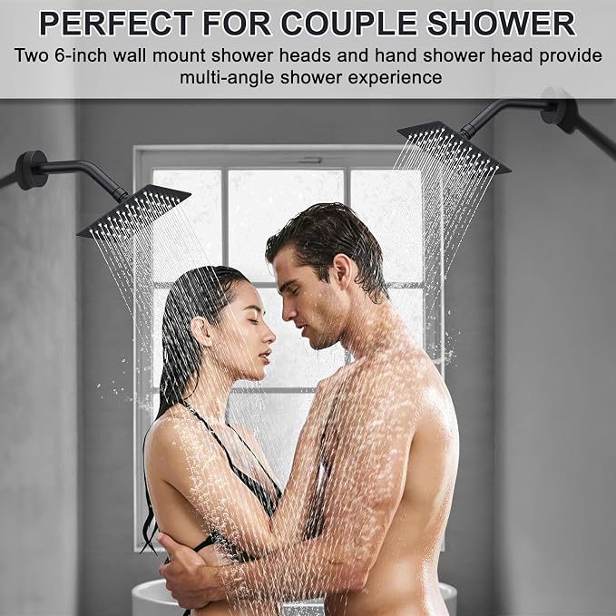 Iriber Shower Faucet Set Matte Black, Push Button Diverter Bathtub Shower System - Image 2