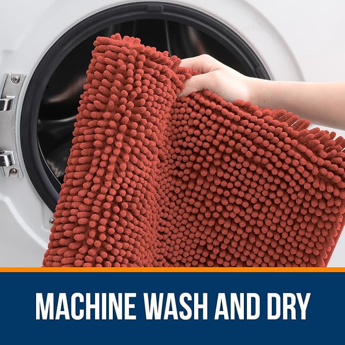 OLANLY Bathroom Rugs 30x20, Extra Soft Absorbent Chenille Bath Rugs, Rubber - Image 5