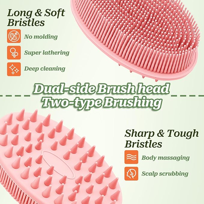 Soft Silicone Body Scrubber 2PCS, Dual-Side Silicone Loofah - Image 4