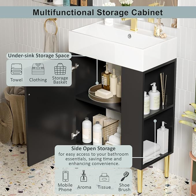 Merax 21.6 Inch Small Bathroom Vanity Sink Combo, Freestanding Bathroom Cabinet - Image 5