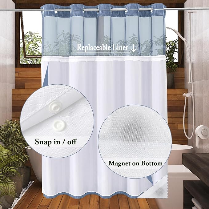 Gibelle No Hook Waffle Weave Shower Curtain - Image 3