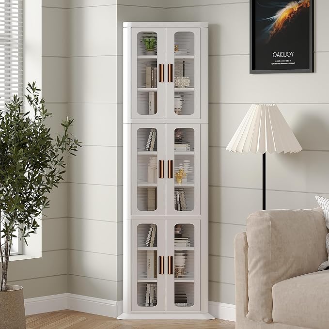 VECELO 3-Tier Tall Corner Cabinet - Image 6