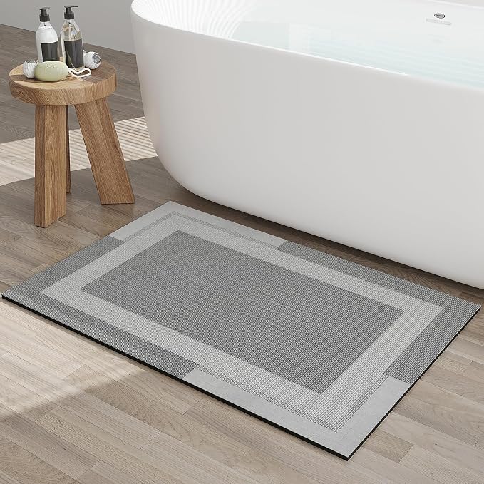 Non Slip Bath Mat, Rubber Backing Ultra Thin Bathroom Rugs Fit Under Door Quick by YDKGL