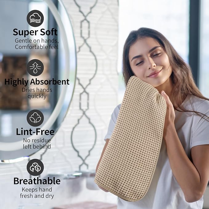 Microfiber Waffle Hand Towels, 4 Pieces, Fast Drying, Lint Free - Image 4