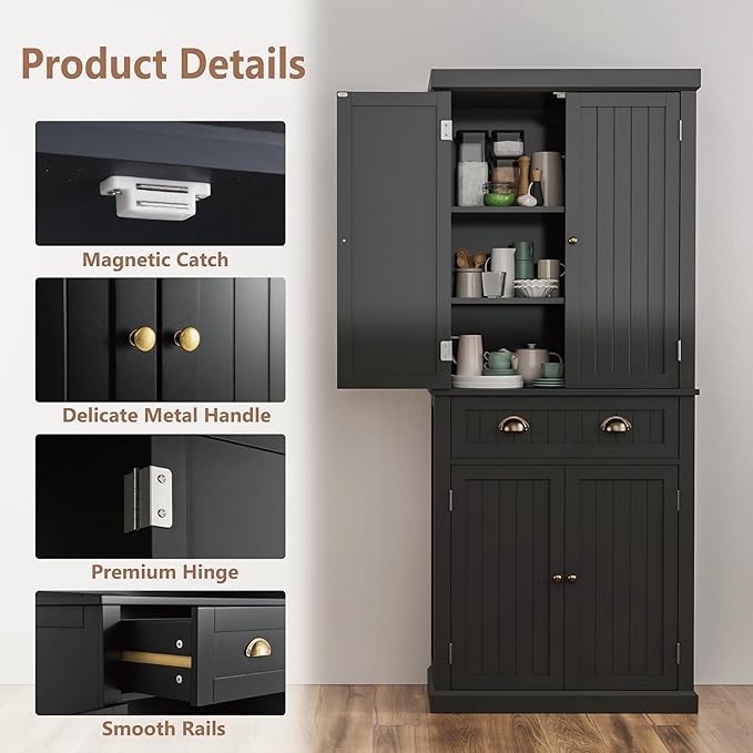72" Kitchen Pantry, Tall Storage Cabinets - Image 5