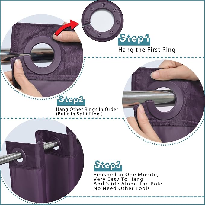 Extra Long No Hook Shower Curtain - Image 4