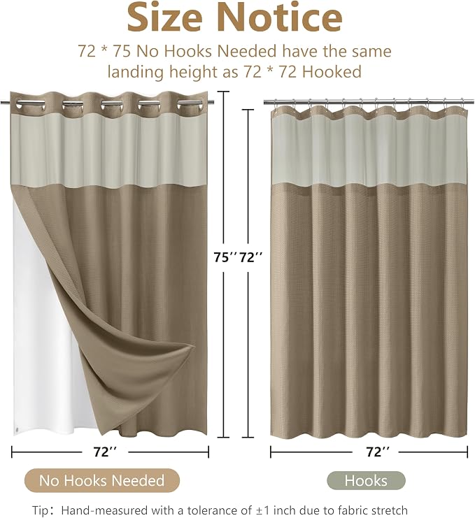 No Hook Waffle Weave Shower Curtain Set - Image 2
