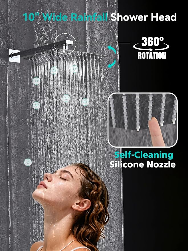 Lefton Shower System in Fahrenheit Display, 10” Overhead Shower Head - Image 3