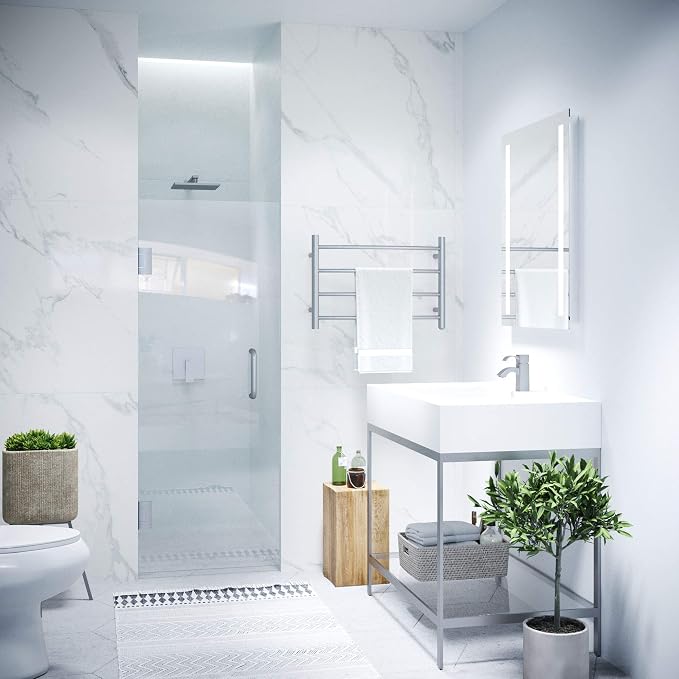 ANZZI 70" x 24" Frameless Shower Door in Brushed Nickel, Water Repellent Glass - Image 3