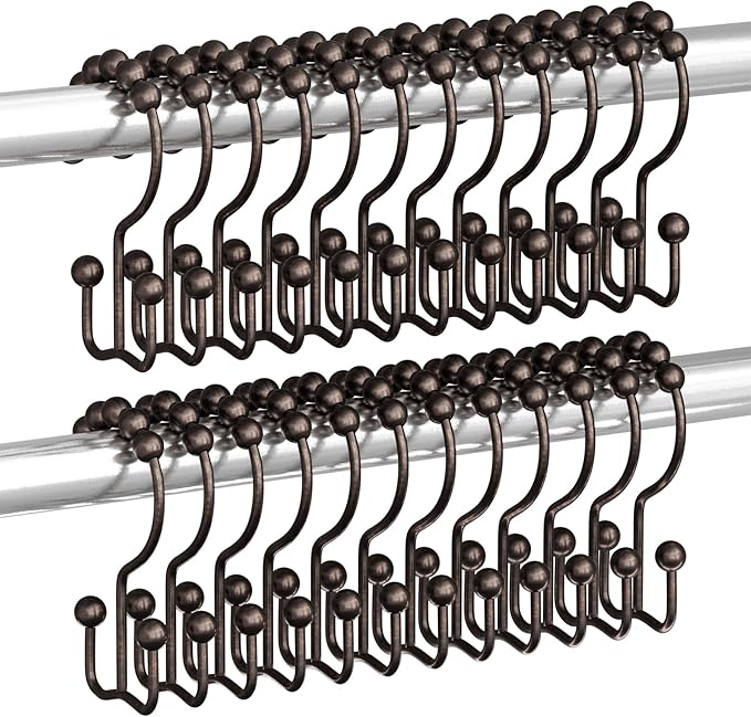 Titanker Shower Curtain Hooks Rings, Rust Resistant Metal Double Glide Shower by Titanker