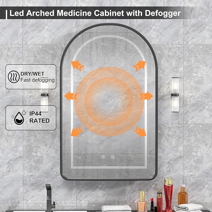 20x31 Inch Arched Medicine Cabinet - Image 4