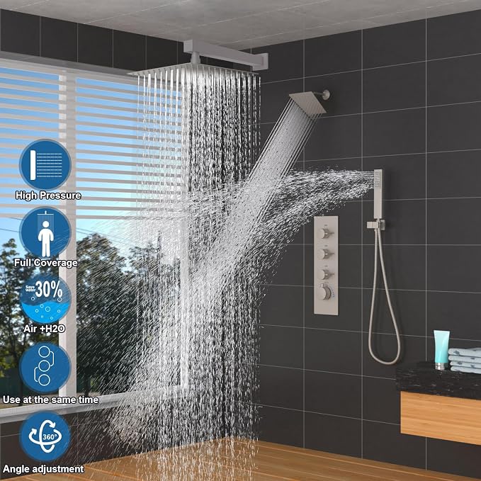 Enga Thermostatic Dual Shower System, All Functions Use Together & Volume - Image 2
