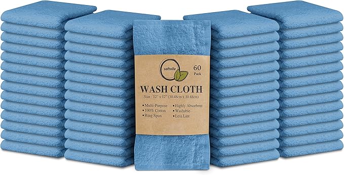 Softolle 100% Cotton Washcloths 24 Pack Soft, Highly Absorbent Washcloth by Softolle