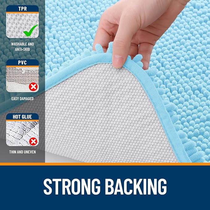 OLANLY Bathroom Rugs 24x16, Extra Soft Absorbent Chenille Bath Rugs, Rubber - Image 6