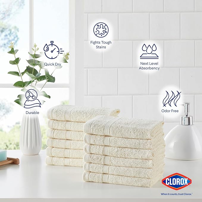CLOROX Bleach Friendly, Quick Dry, 100% Cotton Washcloths, Highly Absorbent - Image 4