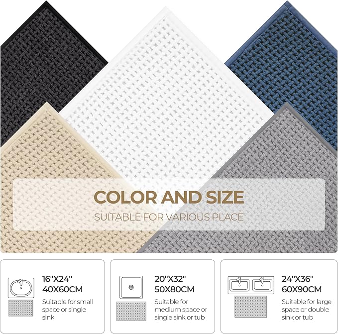 GRANNY SAYS Beige Bathroom Rugs Non Slip Washable, Absorbent Bath Mats - Image 2