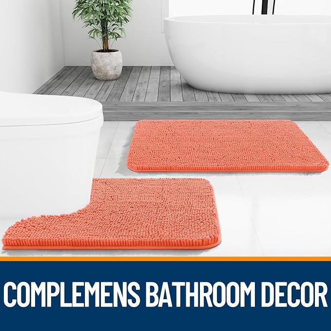 OLANLY Bathroom Rugs Sets 2 Piece, Soft Absorbent Chenille Bath Mats and - Image 6