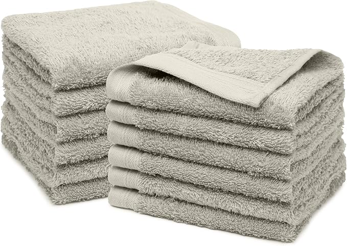 100% Cotton Washcloths Set 13” x 13” | Silver Towels | Set of 24 Ultra Soft and - Image 2