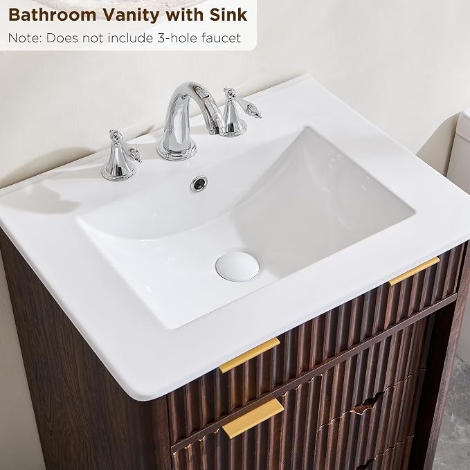 T4TREAM 24" Fluted Bathroom Vanity - Image 6