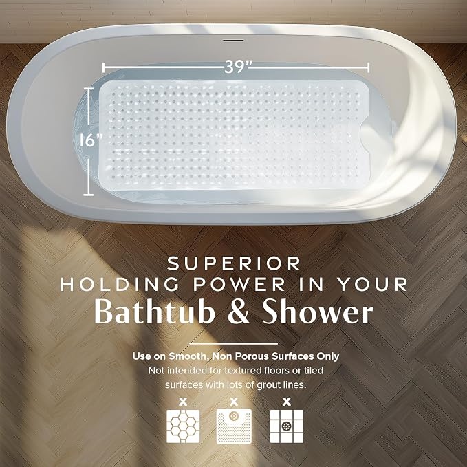 SlipX Solutions Power Grip Bathtub Safety Mat | Precision Grip Technology - Image 3