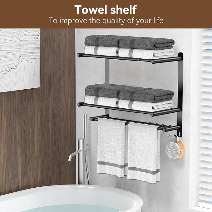 Adjustable 16.9–28" Matte Black Towel Rack - Image 5