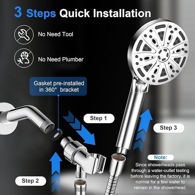 Filtered Shower Head with Handheld, FunnyAir 10-Spray Modes 5" High Pressure - Image 9