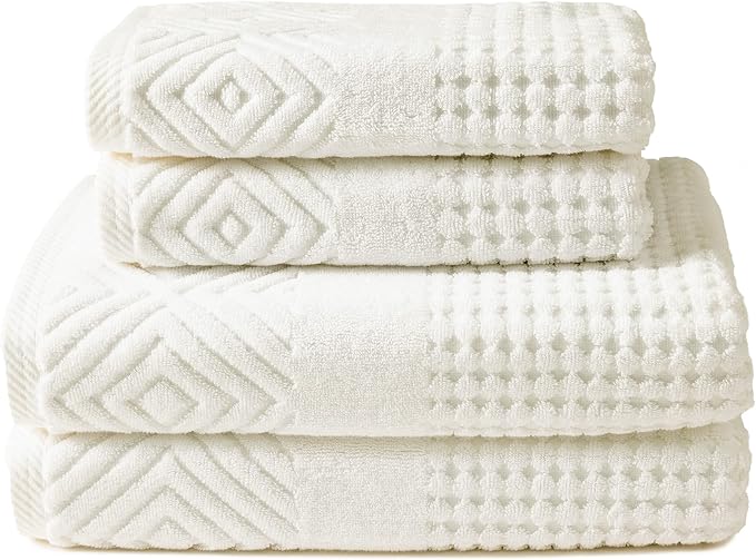 Texere 100% Organic Cotton Diamond Jacquard 700 GSM Luxury Bath Towel Sets by TexereSilk