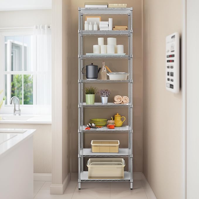 Finnhomy 8-Tier Wire Shelving Unit Adjustable Steel Wire Rack Shelving - Image 4