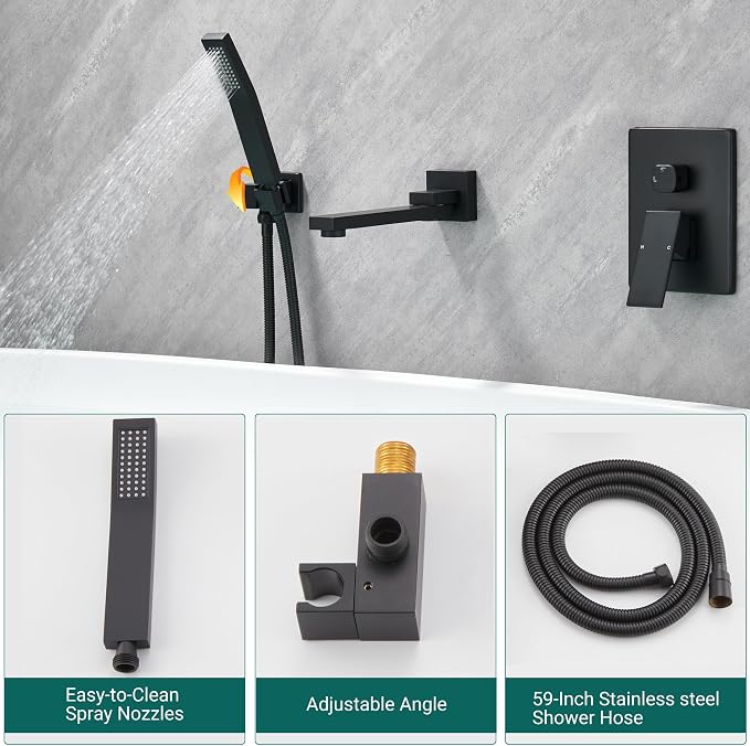 DASAN Swiveling Wall Mount Tub Filler Faucet Set - Image 3