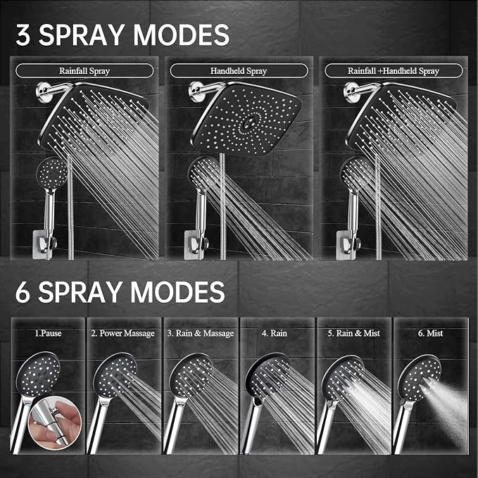 Veken 11.8 Inch Rectangle Rain Shower Head - Image 4