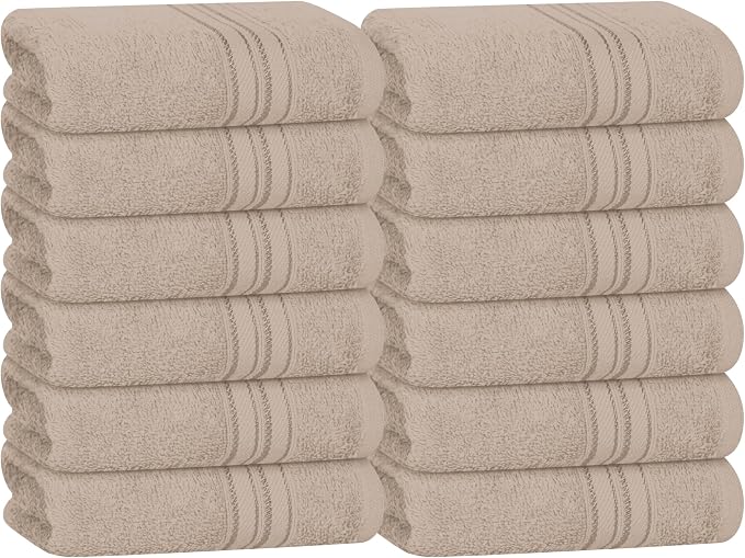 BOUTIQUO Ultra Soft Cotton Washcloths, Contains 12 Piece Face Cloths 12x12 inch by BOUTIQUO