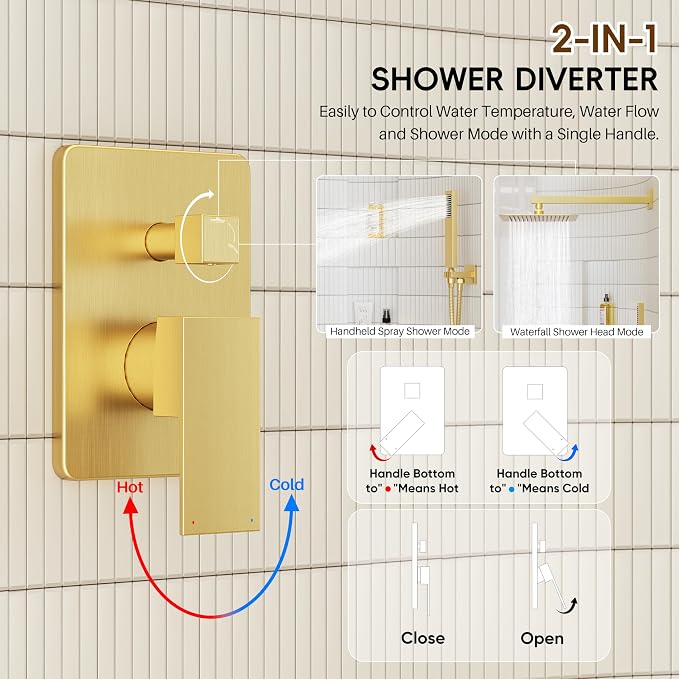 Gold Shower System, Shower Faucet Set - Image 7