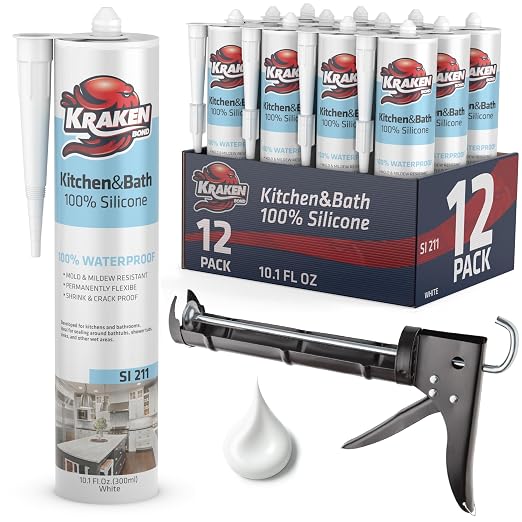 Kraken Bond Premium Kitchen and Bathroom Silicone Caulk White by KRAKENBOND