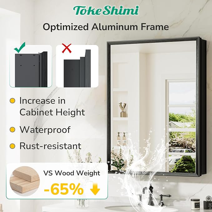 TokeShimi 24 x 32 Black Medicine Cabinet - Image 4