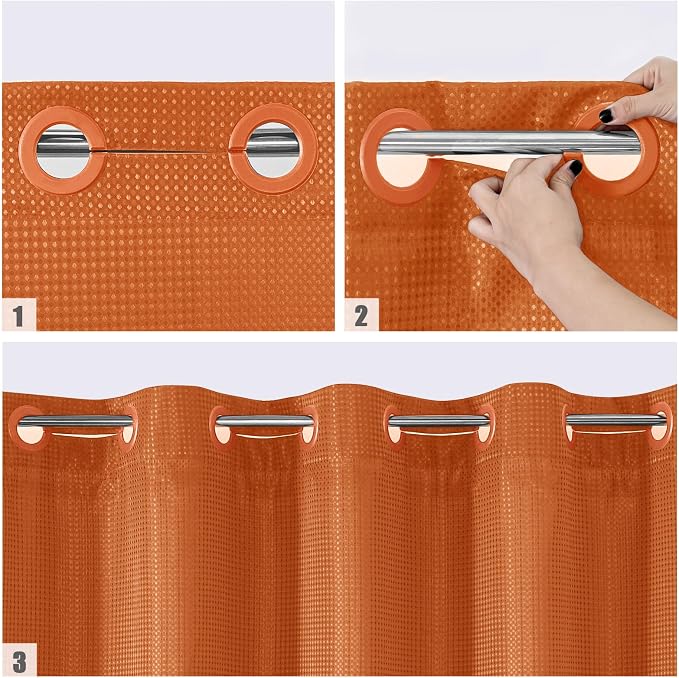 MitoVilla No Hooks Needed Extra Long Shower Curtain Liner Set - Image 4