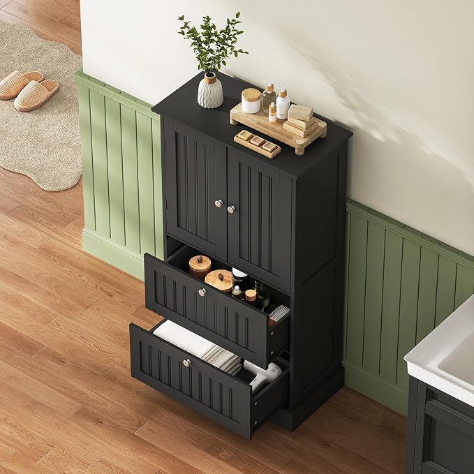 Treocho Bathroom Floor Cabinet, Freestanding Kitchen Pantry Cupboard - Image 8