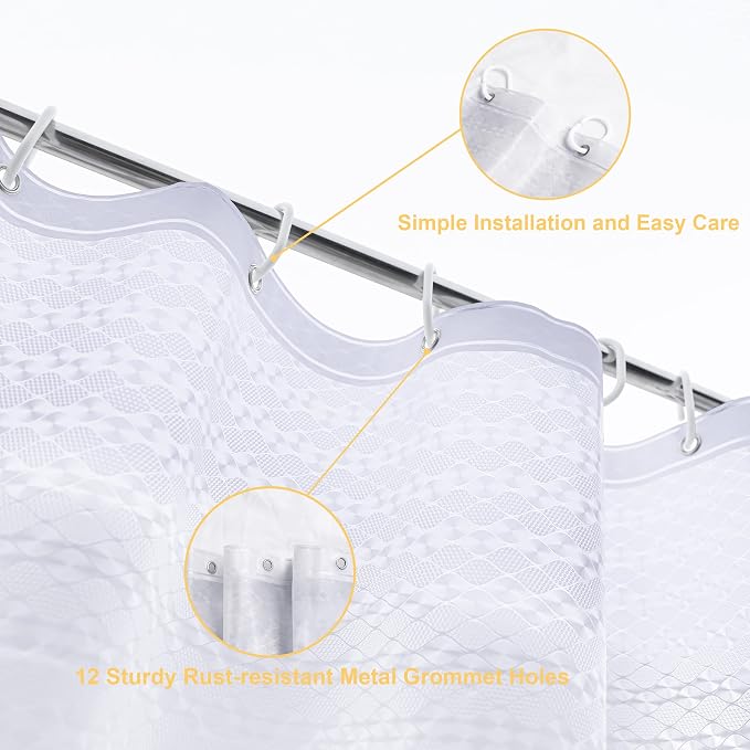 NTBAY EVA Semi-Transparent Clear Shower Curtain - Image 4