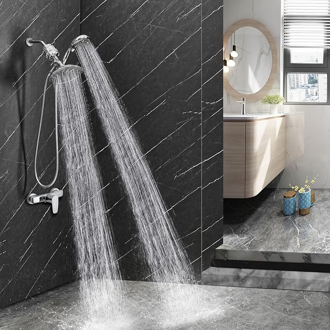 Dual Filtered Shower Head Showerhead 79" Hose Handheld Sprayer Combo, - Image 7