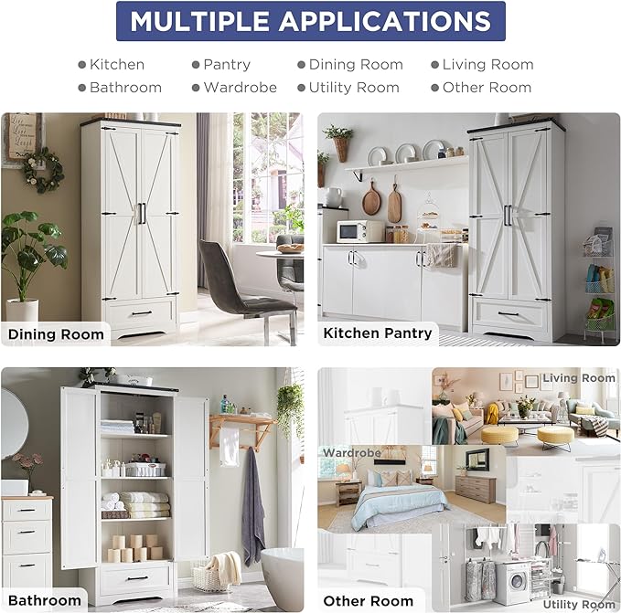 JXQTLINGMU Farmhouse Kitchen Pantry Cabinet - Image 3