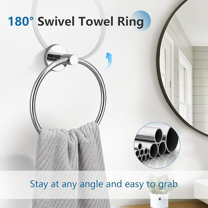 10-Piece Towel Bar Set Polished Chrome Bathroom Hardware Accessories Set - Image 3