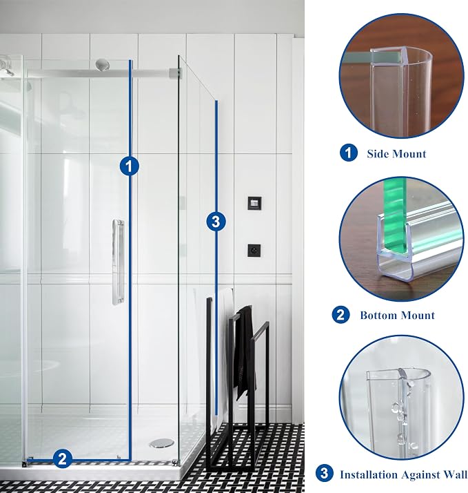 Frameless Shower Door Seal Strip 4 Pack x 39 Inch U - Image 5