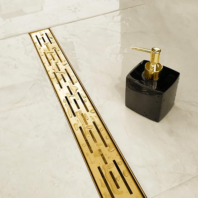 Neodrain 36-in Brushed Brass Rectangular Linear Shower Drain - Image 7