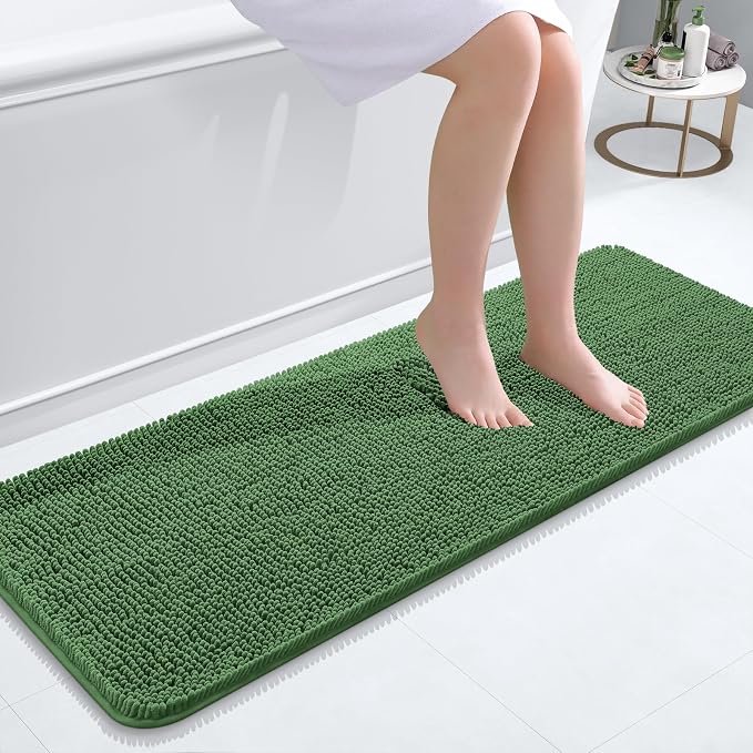 OLANLY Bathroom Rugs 47x17, Extra Soft Absorbent Chenille Bath Rugs, Rubber by OLANLY